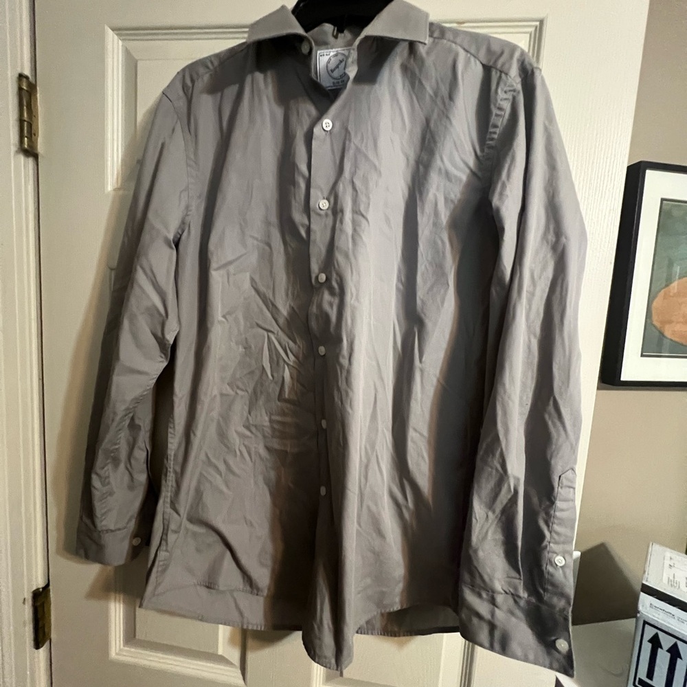 Men's Bespoke Gray Button-Up Shirt slim fit size 32/33